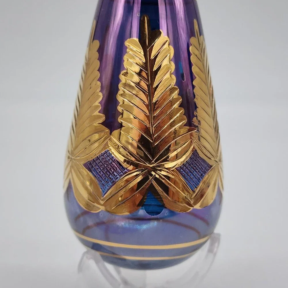 Egyptian Handcrafted Purple & Gold Glass Christmas Ornament - Picture 3 of 7